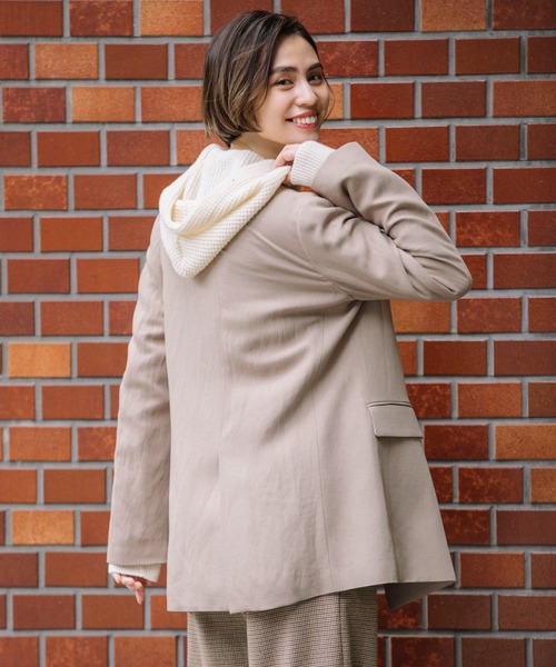 Munich（ミューニック）の「トリアセテートリネンツイルダブルブレストジャケット（テーラードジャケット・レディース・ブラウン/ブラック/グレイッシュベージュ・S/XS）」の9枚目の写真