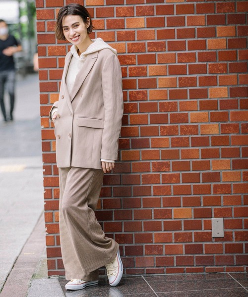 Munich（ミューニック）の「トリアセテートリネンツイルダブルブレストジャケット（テーラードジャケット・レディース・ブラウン/ブラック/グレイッシュベージュ・S/XS）」の10枚目の写真