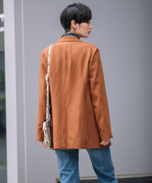 Munich（ミューニック）の「トリアセテートリネンツイルダブルブレストジャケット（テーラードジャケット・レディース・ブラウン/ブラック/グレイッシュベージュ・S/XS）」の17枚目の写真