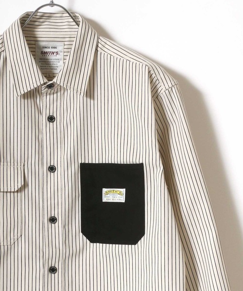SMITH'S(スミス)の「SMITH'S AMERICAN/スミスアメリカン T/Cツイル 切替ポケット ワークシャツ(シャツ/ブラウス・メンズ・ブラウン/ブルー系その他/ブラック/ベージュ/ホワイト系その他/ホワイト系その他2/ベージュ系その他2/ブルー系その他2/ブラック系その他2・M/LL/L)」の2枚目の写真