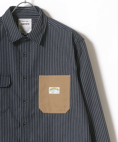 SMITH'S(スミス)の「SMITH'S AMERICAN/スミスアメリカン T/Cツイル 切替ポケット ワークシャツ(シャツ/ブラウス・メンズ・ブラウン/ブルー系その他/ブラック/ベージュ/ホワイト系その他/ホワイト系その他2/ベージュ系その他2/ブルー系その他2/ブラック系その他2・M/LL/L)」の8枚目の写真