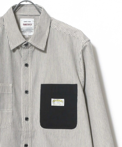 SMITH'S(スミス)の「SMITH'S AMERICAN/スミスアメリカン T/Cツイル 切替ポケット ワークシャツ(シャツ/ブラウス・メンズ・ブラウン/ブルー系その他/ブラック/ベージュ/ホワイト系その他/ホワイト系その他2/ベージュ系その他2/ブルー系その他2/ブラック系その他2・M/LL/L)」の3枚目の写真