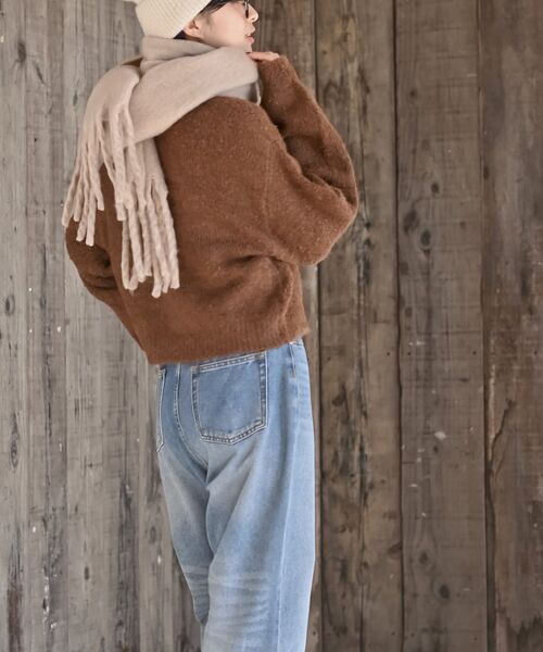 rps（アールピーエス）の「ボリュームマフラー（マフラー・レディース・ブラック/パープル/アイボリー/モカ/ライトカーキ/グレイッシュベージュ/ピンクベージュ/ブラウン/ブルー/ミント/チャコールグレー/グリーン/ライトグレー・M/フリー）」の20枚目の写真