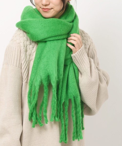 rps（アールピーエス）の「ボリュームマフラー（マフラー・レディース・ブラック/パープル/アイボリー/モカ/ライトカーキ/グレイッシュベージュ/ピンクベージュ/ブラウン/ブルー/ミント/チャコールグレー/グリーン/ライトグレー・M/フリー）」の8枚目の写真