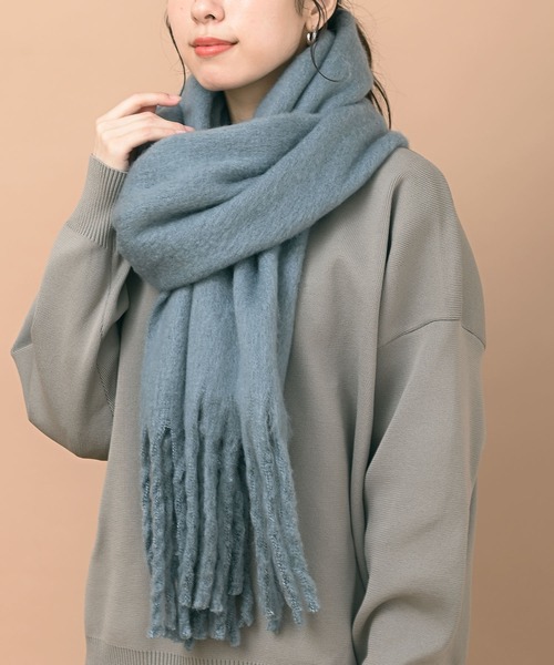 rps（アールピーエス）の「ボリュームマフラー（マフラー・レディース・ブラック/パープル/アイボリー/モカ/ライトカーキ/グレイッシュベージュ/ピンクベージュ/ブラウン/ブルー/ミント/チャコールグレー/グリーン/ライトグレー・M/フリー）」の9枚目の写真