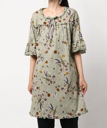 極美品☆ピンクハウス 薄荷アスターとビスケット柄 チュニックブラウス 薄荷アスターとビスケット柄チュニックブラウス - ピンクハウス
