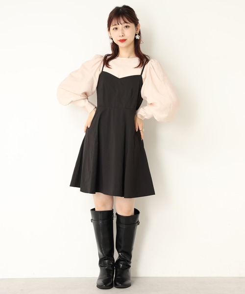 one after another NICE CLAUP（ワンアフターアナザーナイスクラップ）の「【WEB限定】ブラウスセットミニキャミワンピース（ワンピース・レディース・ブラック/サックスブルー/ブラック系その他・FREE）」の16枚目の写真