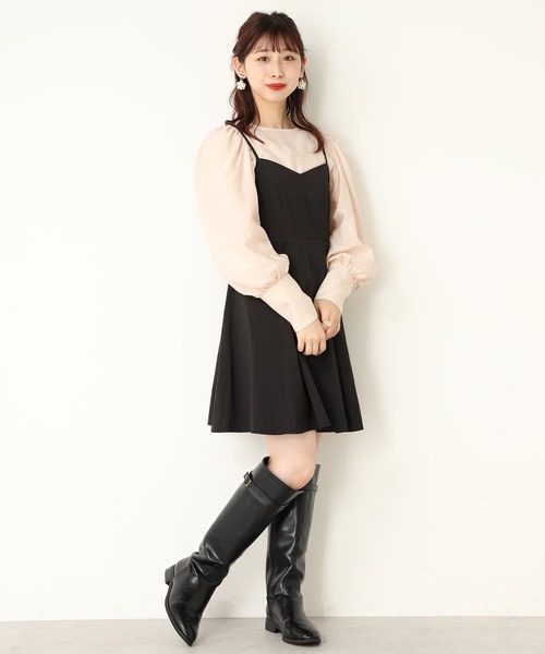one after another NICE CLAUP（ワンアフターアナザーナイスクラップ）の「【WEB限定】ブラウスセットミニキャミワンピース（ワンピース・レディース・ブラック/サックスブルー/ブラック系その他・FREE）」の17枚目の写真
