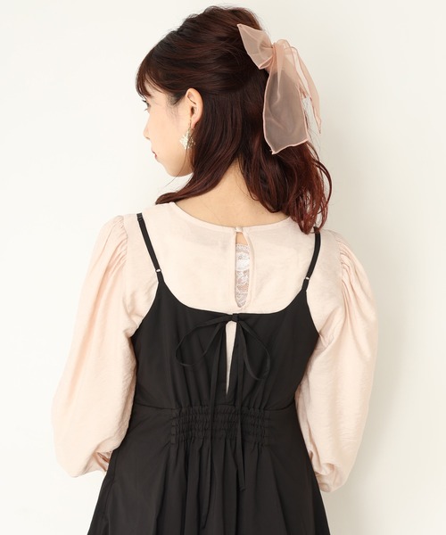 one after another NICE CLAUP（ワンアフターアナザーナイスクラップ）の「【WEB限定】ブラウスセットミニキャミワンピース（ワンピース・レディース・ブラック/サックスブルー/ブラック系その他・FREE）」の18枚目の写真