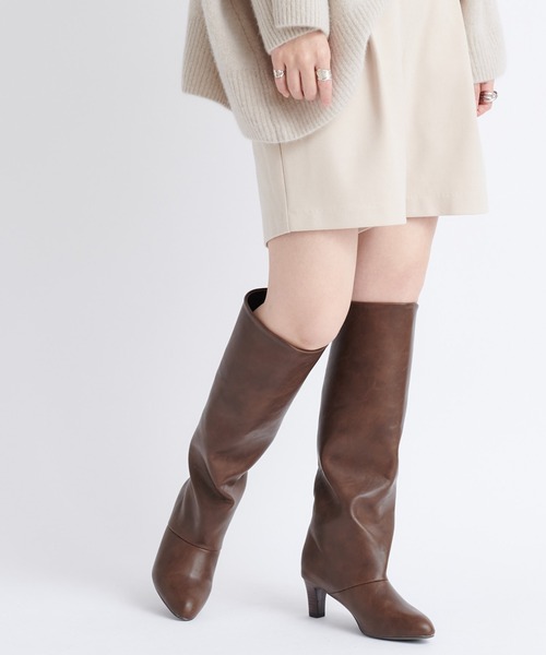 DouDou(ドゥドゥ)の「ロングブーツ(ブーツ・レディース・ブラウン/ブラック・LARGE/MEDIUM)」の10枚目の写真