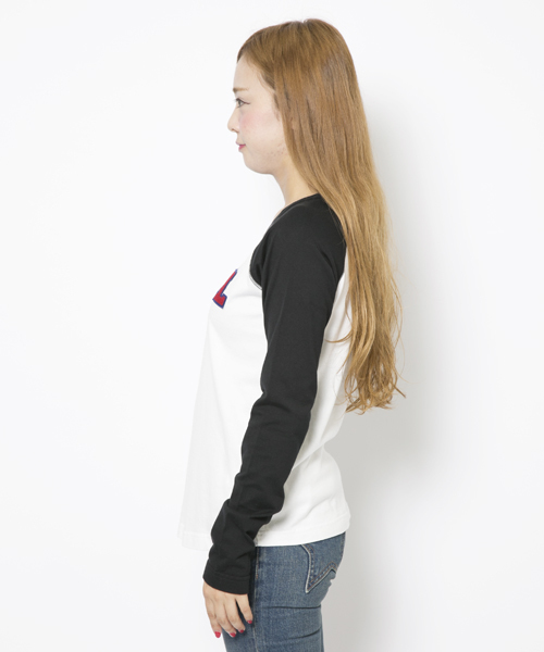 X-girl(エックスガール)の「XGIRL PATCHED B/B TEE(Tシャツ/カットソー・レディース・ブラック/アッシュ/パープル/ネイビー・2/1)」の5枚目の写真