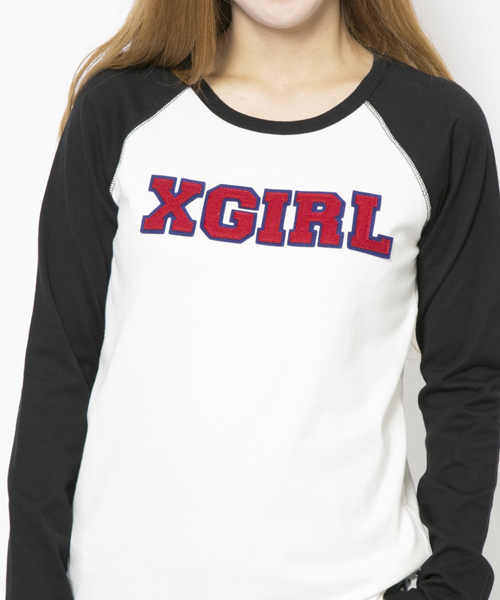 X-girl(エックスガール)の「XGIRL PATCHED B/B TEE(Tシャツ/カットソー・レディース・ブラック/アッシュ/パープル/ネイビー・2/1)」の7枚目の写真