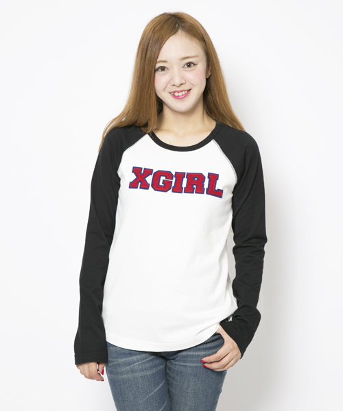 X-girl(エックスガール)の「XGIRL PATCHED B/B TEE(Tシャツ/カットソー・レディース・ブラック/アッシュ/パープル/ネイビー・2/1)」の8枚目の写真