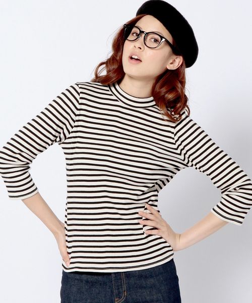 Another Edition（アナザーエディション）の「テレコハイネックロングスリーブ/AE テレコ ハイネック LSL ◆（Tシャツ/カットソー・レディース・ホワイト/ネイビー/その他1/ブラック・フリー）」の15枚目の写真