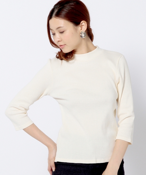 Another Edition（アナザーエディション）の「テレコハイネックロングスリーブ/AE テレコ ハイネック LSL ◆（Tシャツ/カットソー・レディース・ホワイト/ネイビー/その他1/ブラック・フリー）」の2枚目の写真