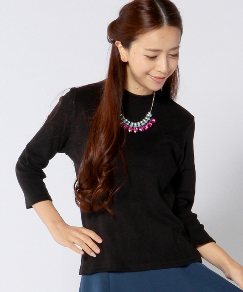 Another Edition（アナザーエディション）の「テレコハイネックロングスリーブ/AE テレコ ハイネック LSL ◆（Tシャツ/カットソー・レディース・ホワイト/ネイビー/その他1/ブラック・フリー）」の3枚目の写真