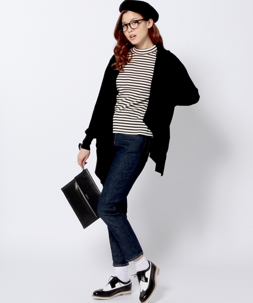 Another Edition（アナザーエディション）の「テレコハイネックロングスリーブ/AE テレコ ハイネック LSL ◆（Tシャツ/カットソー・レディース・ホワイト/ネイビー/その他1/ブラック・フリー）」の8枚目の写真