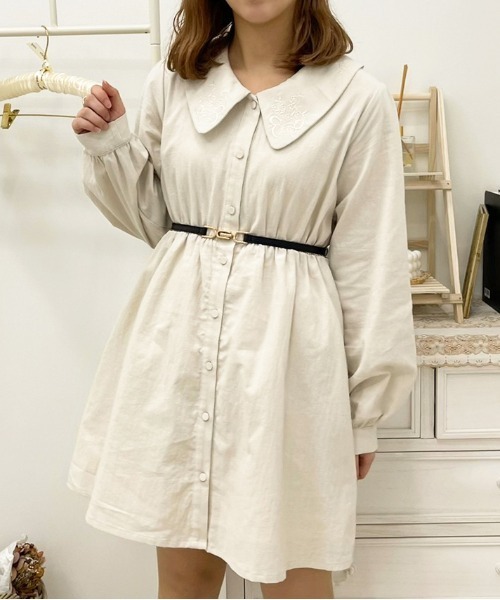 apres jour(アプレジュール)の「刺繍襟ワンピ【ZOZOTOWN限定アイテム】(ワンピース・レディース・ダークブルー/ベージュ/アイボリー・フリー/X-LARGE)」の5枚目の写真