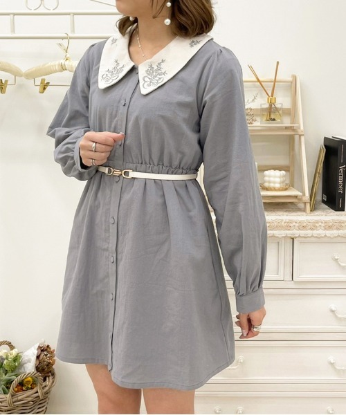 apres jour(アプレジュール)の「刺繍襟ワンピ【ZOZOTOWN限定アイテム】(ワンピース・レディース・ダークブルー/ベージュ/アイボリー・フリー/X-LARGE)」の12枚目の写真