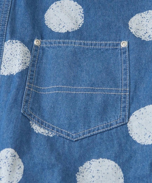 CUBE SUGAR（キューブシュガー）の「抜染ドットプリント デニム リブ袖 ドルマンシャツ（Tシャツ/カットソー・レディース・ライトブルー/インディゴブルー・M）」の16枚目の写真