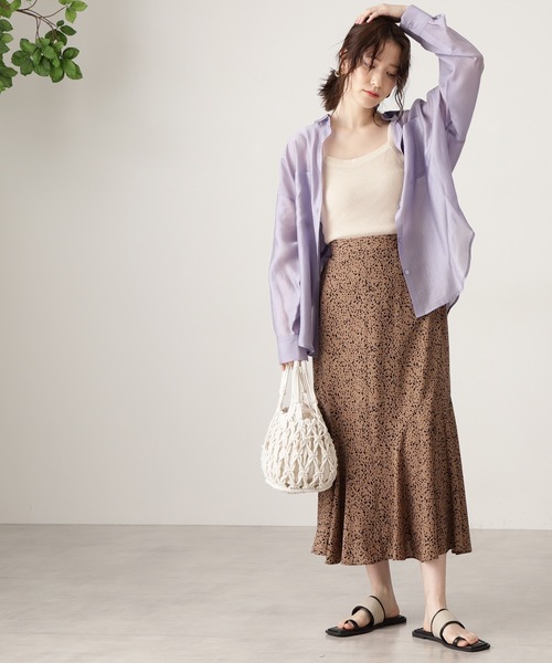 N.（N. Natural Beauty Basic）（エヌエヌナチュラルビューティーベーシック）の「ドットペプラムロングスカート（スカート・レディース・ベージュ系その他/ブラック系その他/ダークカーキ/ホワイト系その他・MEDIUM）」の3枚目の写真