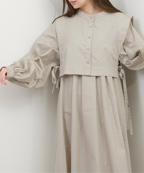 kicuri（キクリ）の「【低身長向けSサイズ】コットン100％で通気性◎ピンタックレイヤードワンピース（ワンピース・レディース・ライトグレー・SMALL/X-SMALL）」の9枚目の写真