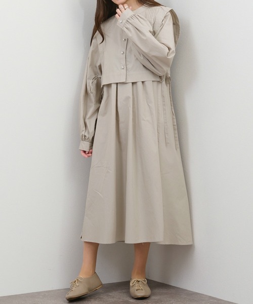 kicuri（キクリ）の「【低身長向けSサイズ】コットン100％で通気性◎ピンタックレイヤードワンピース（ワンピース・レディース・ライトグレー・SMALL/X-SMALL）」の17枚目の写真