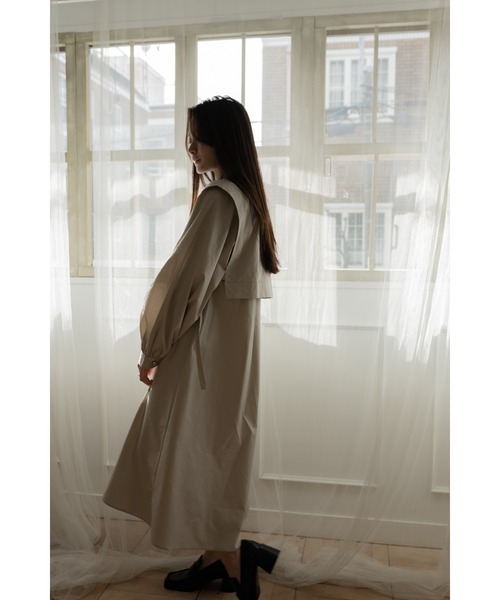 kicuri（キクリ）の「【低身長向けSサイズ】コットン100％で通気性◎ピンタックレイヤードワンピース（ワンピース・レディース・ライトグレー・SMALL/X-SMALL）」の16枚目の写真