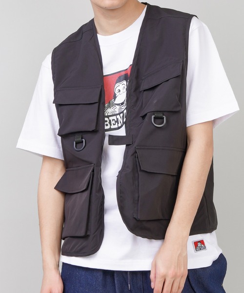 SPINNS（スピンズ）の「フィッシングベスト（ベスト・メンズ・ブラック/カーキ・M/L/XL）」の2枚目の写真