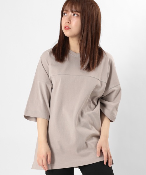 make a ray!（メイク ア レイ！）の「ビッグシルエット 5分袖 切替えデザインカットソー/前後 2wayTシャツ（Tシャツ/カットソー・レディース・チャコールグレー/オフホワイト/ミント/モカ・M/L）」の3枚目の写真