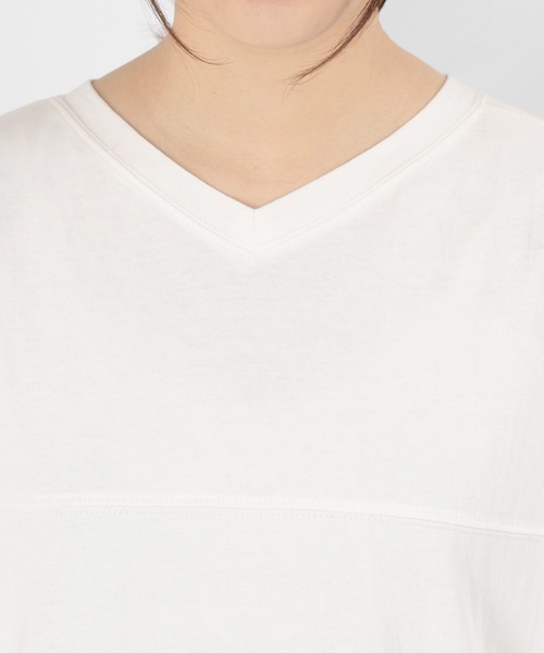 make a ray!（メイク ア レイ！）の「ビッグシルエット 5分袖 切替えデザインカットソー/前後 2wayTシャツ（Tシャツ/カットソー・レディース・チャコールグレー/オフホワイト/ミント/モカ・M/L）」の10枚目の写真