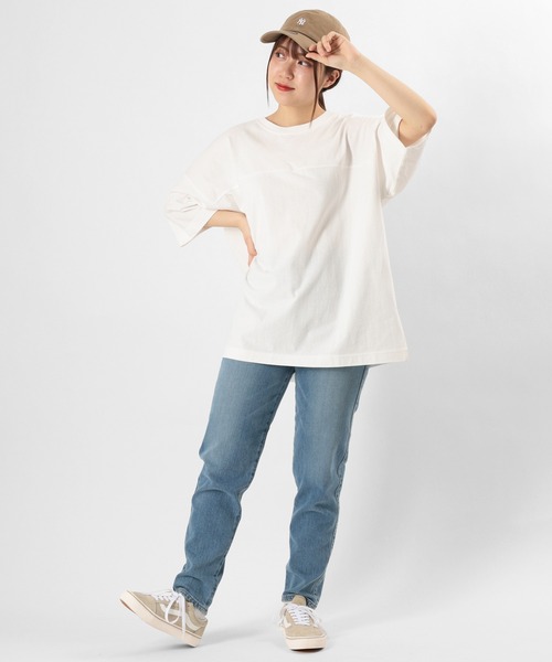 make a ray!（メイク ア レイ！）の「ビッグシルエット 5分袖 切替えデザインカットソー/前後 2wayTシャツ（Tシャツ/カットソー・レディース・チャコールグレー/オフホワイト/ミント/モカ・M/L）」の5枚目の写真