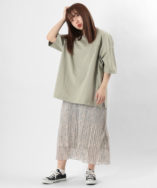make a ray!（メイク ア レイ！）の「ビッグシルエット 5分袖 切替えデザインカットソー/前後 2wayTシャツ（Tシャツ/カットソー・レディース・チャコールグレー/オフホワイト/ミント/モカ・M/L）」の8枚目の写真
