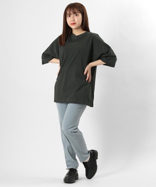 make a ray!（メイク ア レイ！）の「ビッグシルエット 5分袖 切替えデザインカットソー/前後 2wayTシャツ（Tシャツ/カットソー・レディース・チャコールグレー/オフホワイト/ミント/モカ・M/L）」の6枚目の写真