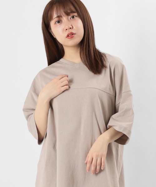 make a ray!（メイク ア レイ！）の「ビッグシルエット 5分袖 切替えデザインカットソー/前後 2wayTシャツ（Tシャツ/カットソー・レディース・チャコールグレー/オフホワイト/ミント/モカ・M/L）」の15枚目の写真