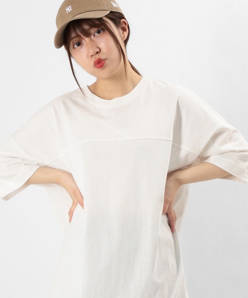make a ray!（メイク ア レイ！）の「ビッグシルエット 5分袖 切替えデザインカットソー/前後 2wayTシャツ（Tシャツ/カットソー・レディース・チャコールグレー/オフホワイト/ミント/モカ・M/L）」の17枚目の写真