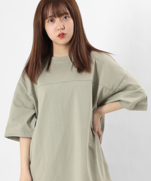 make a ray!（メイク ア レイ！）の「ビッグシルエット 5分袖 切替えデザインカットソー/前後 2wayTシャツ（Tシャツ/カットソー・レディース・チャコールグレー/オフホワイト/ミント/モカ・M/L）」の14枚目の写真
