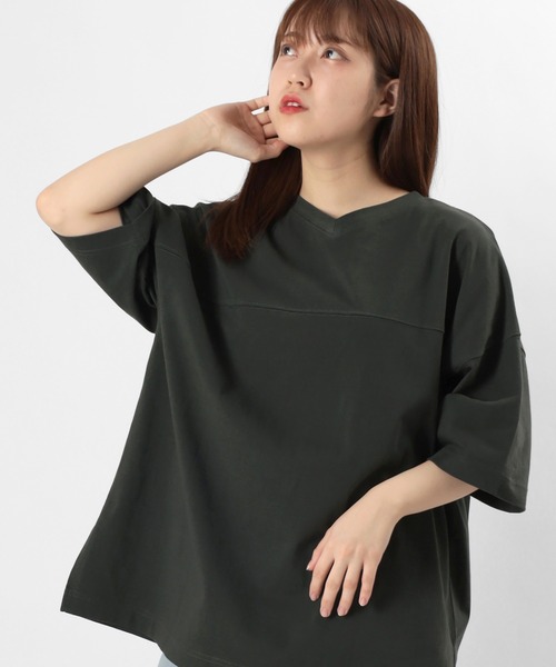 make a ray!（メイク ア レイ！）の「ビッグシルエット 5分袖 切替えデザインカットソー/前後 2wayTシャツ（Tシャツ/カットソー・レディース・チャコールグレー/オフホワイト/ミント/モカ・M/L）」の16枚目の写真
