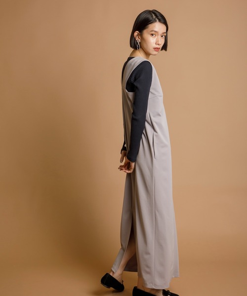 CIENA（シエナ）の「Ｖネックロングジャンスカ（ジャンパースカート・レディース・ブラック/ベージュ/グレー/キャメル・FREE/FS）」の17枚目の写真