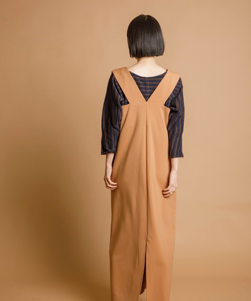 CIENA（シエナ）の「Ｖネックロングジャンスカ（ジャンパースカート・レディース・ブラック/ベージュ/グレー/キャメル・FREE/FS）」の21枚目の写真