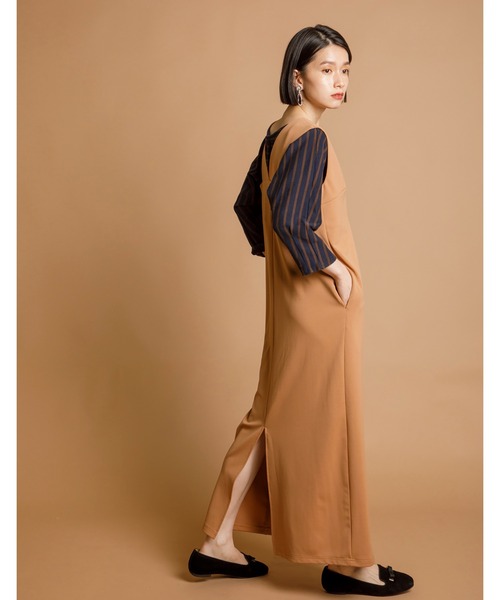 CIENA（シエナ）の「Ｖネックロングジャンスカ（ジャンパースカート・レディース・ブラック/ベージュ/グレー/キャメル・FREE/FS）」の22枚目の写真