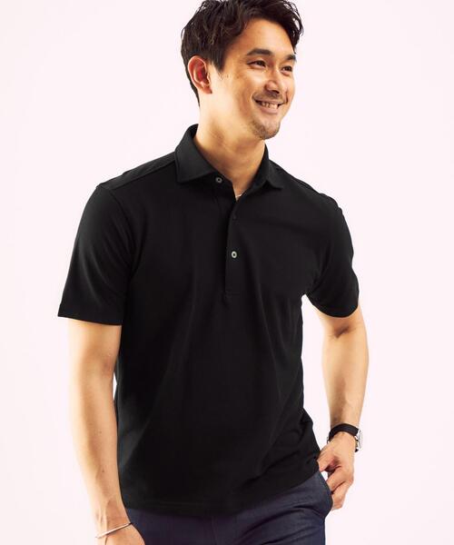 WORK TRIP OUTFITS GREEN LABEL RELAXING（ワークトリップアウトフィッツグリーンレーベル リラクシング）の「＜ 機能 / 汗消臭 ＞ WTO デオセル カッタウェイ ポロシャツ（ポロシャツ・メンズ・ブラック/ホワイト/ライトブルー・SMALL/LARGE/X-LARGE/MEDIUM）」の3枚目の写真