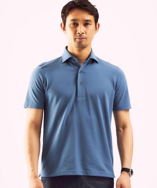 WORK TRIP OUTFITS GREEN LABEL RELAXING（ワークトリップアウトフィッツグリーンレーベル リラクシング）の「＜ 機能 / 汗消臭 ＞ WTO デオセル カッタウェイ ポロシャツ（ポロシャツ・メンズ・ブラック/ホワイト/ライトブルー・SMALL/LARGE/X-LARGE/MEDIUM）」の5枚目の写真