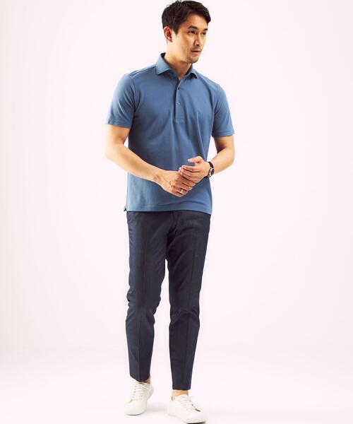 WORK TRIP OUTFITS GREEN LABEL RELAXING（ワークトリップアウトフィッツグリーンレーベル リラクシング）の「＜ 機能 / 汗消臭 ＞ WTO デオセル カッタウェイ ポロシャツ（ポロシャツ・メンズ・ブラック/ホワイト/ライトブルー・SMALL/LARGE/X-LARGE/MEDIUM）」の7枚目の写真