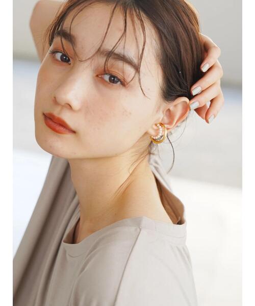 Holic アメリカンホリック のファッション American イヤーカフ イヤーカフ American アクセサリー パール メタル2連イヤカフ