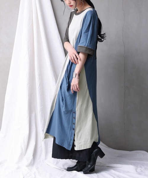 osharewalker（オシャレウォーカー）の「【廃盤】『配色×変形アシメワンピース』（ワンピース・レディース・ミックスグレー・FREE）」の11枚目の写真