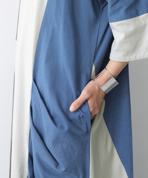 osharewalker（オシャレウォーカー）の「【廃盤】『配色×変形アシメワンピース』（ワンピース・レディース・ミックスグレー・FREE）」の5枚目の写真