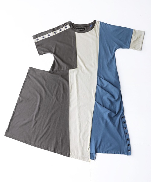 osharewalker（オシャレウォーカー）の「【廃盤】『配色×変形アシメワンピース』（ワンピース・レディース・ミックスグレー・FREE）」の17枚目の写真