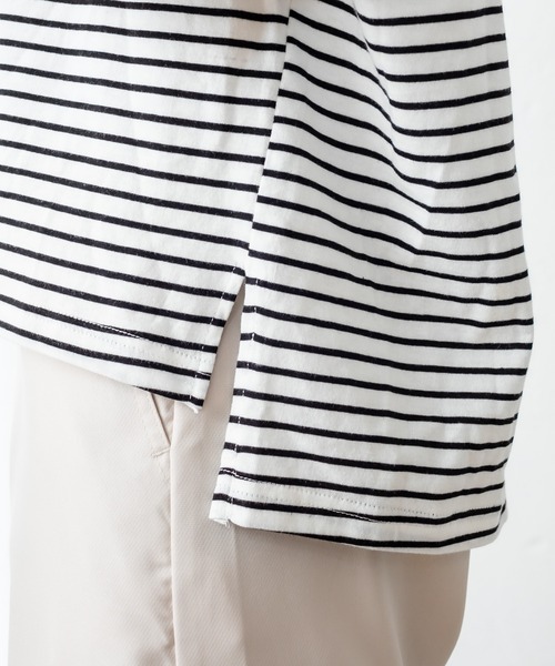 mystic（ミスティック）の「NEW ボーダーボリュームロングTシャツ（Tシャツ/カットソー・レディース・オフホワイト/ピンク/ブルー・FREE）」の19枚目の写真