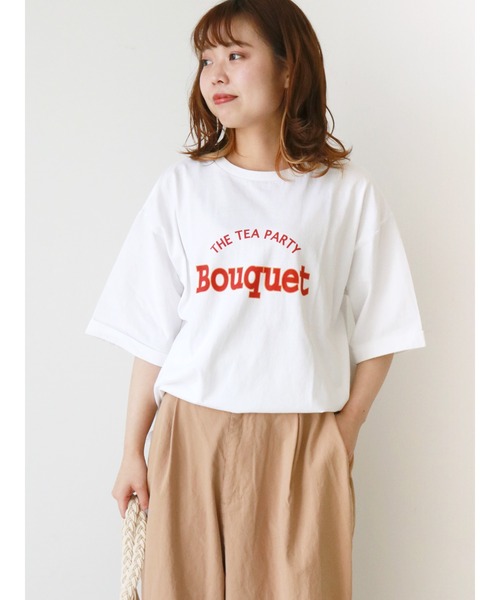 Samansa Mos2（サマンサ モスモス）の「ピグメント加工ロゴプリントTシャツ（Tシャツ/カットソー・レディース・ベージュ/チャコール/オフホワイト・ﾌﾘ-）」の2枚目の写真